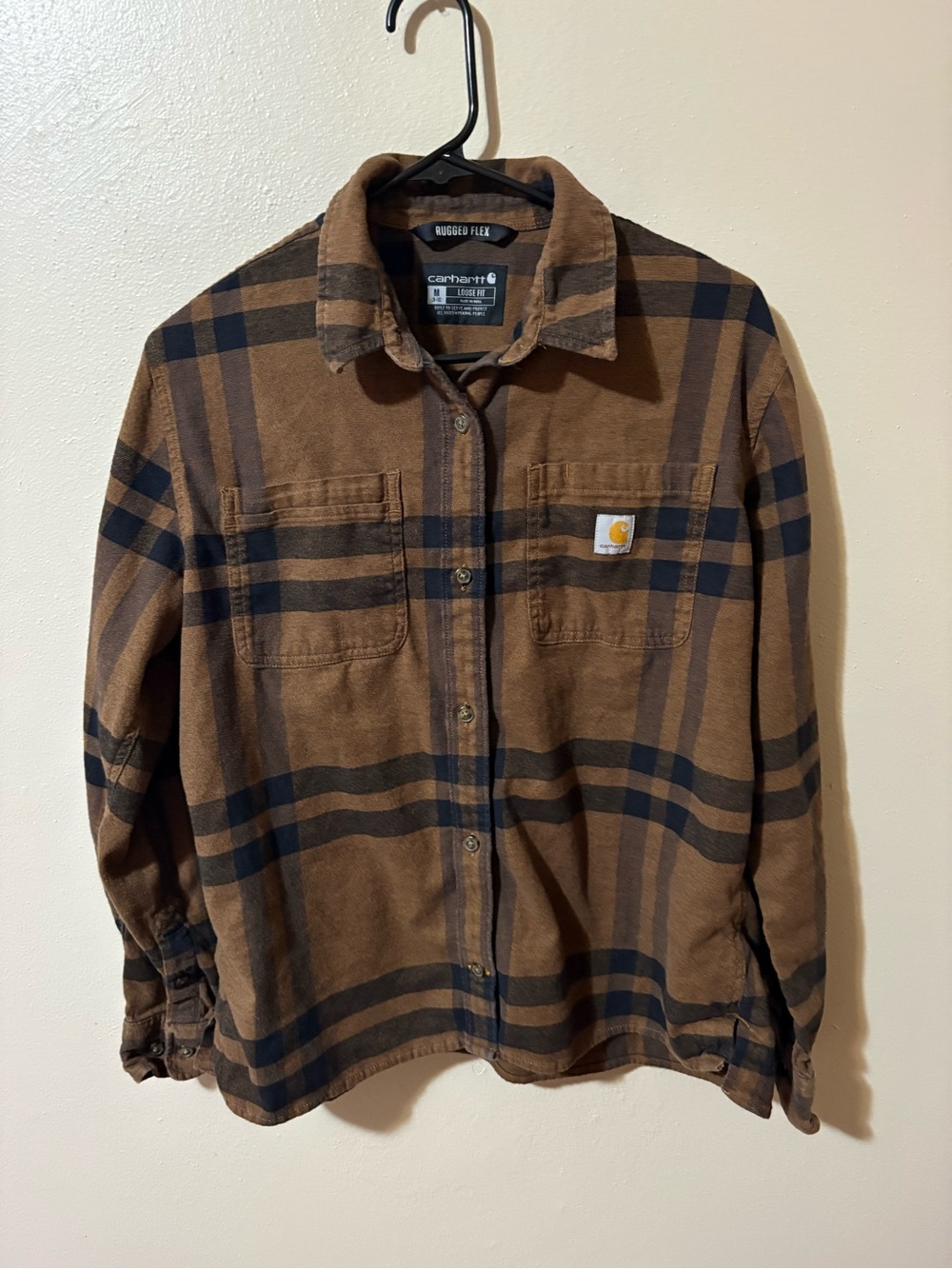 Carhartt Women’s Rugged Flex Loose Fit Flannel Plaid Shirt Womens size Medium